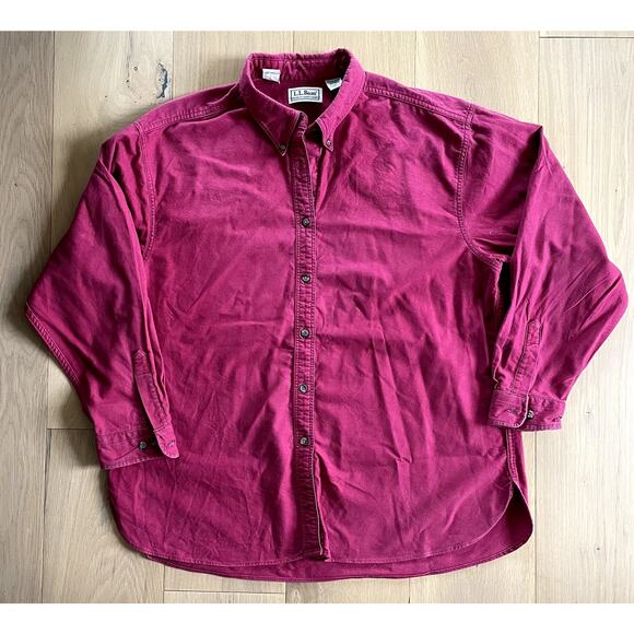Vintage 90s L.L.Bean Chamois Cloth Shirt - Maroon, X-Large - Picture 1 of 5